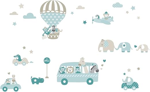 Wandaufkleber Kinderzimmer Babyzimmer Mit Tieren Wandtattoo Schlafzimmer Madchen Junge Wanddeko Baby Kinder Lovely Label Wandsticker Selbstklebend Tiere On Tour Beige Mint Rot