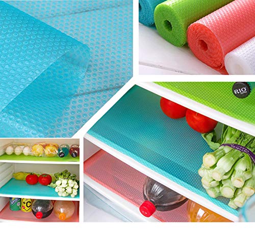 16pcs Fridge Mats Cabinet pad Cupboard shelf Liners Refrigerator Mats Drawer Table Placemats Antibacterial Antifouling Non Slip environmental friendly EVA(4 Colors, 29x45cm)