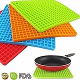 4Pcs Silicone Pot Holder, Trivet Mat, jar Opener, spoon Rest - Non Slip, Flexible, Durable, Heat Resistant Hot Pads(7-inch)