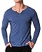 MODCHOK Men's Slim Fit T Shirt Tee Long Sleeve V Neck Shirts Undershirt Tops Small 1-blue