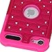 iPod Touch 5 / iPod Touch 6, Touch 5 / Touch 6 Case, Style4U Studded Rhinestone Crystal Bling Hybrid Armor Case Cover for Apple iPod Touch 5 / iPod Touch 6 with 1 Stylus [Hot Pink/Hot Pink]