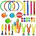 Aekce Underwater Swim Pool Diving Toys - 33 Pcs Summer Swimming Diving Toy Sets - Diving Rings,Sticks,Octopus,Torpedo Bandits,Fish,Grass for Kids