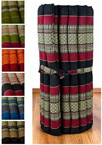 Asia Wohnstudio 190X75Cm Roll-Up Mat Thai Massage Asian Mattress Kapok Filling For Yoga / Gym / Fitness Black / Red