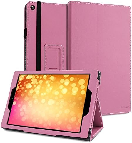 Fire HD 10 Case, Amazon Fire 10 Case,Leafbook Amazon Fire Case Slim Fit Leather Standing Folio Case for Amazon Fire HD 10 Tablet with Auto Wake / Sleep fire 5th generation case --2015, Pink