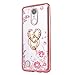 CaseHaven LG LV3, LG Aristo Case, Glitter Crystal Heart Floral Series - Slim Luxury Bling Rhinestone Clear TPU Case with Ring Stand for LG LV3/ LG Aristo MS210 - Rose Gold