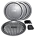 PreOkupied 4-Pack of 8.5 Inch Personal Perforated Pizza Pans, Dark Gray Carbon Steel with Nonstick Coating, Including 2 Black Pan Scrapers