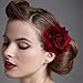 Frcolor Artificial Big Rose Flower Hairpin Hair Clips Flower Brooch for Women Party (Dull Red)