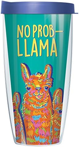 Signature Tumblers - No Prob-Llama 22oz Mug Tumbler Cup with Blue Lid
