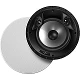 Polk Audio 80F/X-RT in-Ceiling 2-Way Round Surround Speakers - 8" Woofer, Dual 3/4" Tweeters | 100 Watts | The Vanishing Series Recesses into The Ceiling | Paintable Sheer Grille | White, Pair, AW8001-A, Black
