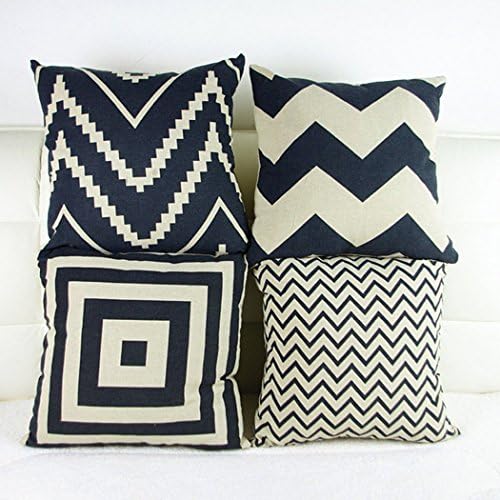 LOULANJX Square Decorative Throw Pillow Case Cushion Cover European Retro Four Seasons Universal Stripe Cotton And Linen Fashion pillowcase pillow cover 18 x 18 inch (Fashion Stripe-1)