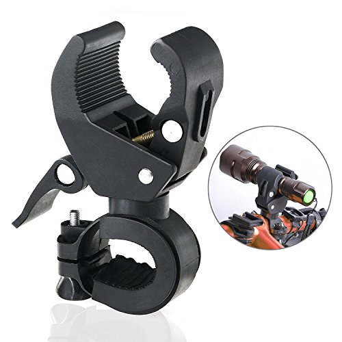 Lonker Universal 360-degree Rotating Bike Bicycle Handlebar Mount LED Flashlight Torch Mount Clamp Clip Holder Grip Bracket (Black)
