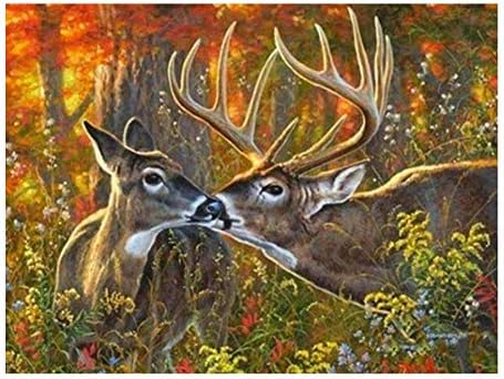 Werewtr Diamond Drawing Needlework DIY Diamond Painting Cross Stitch Forest Kissing Deer Diamond Embroidery Square/Round Diamond Mosaic Pictures,40Cmx50Cm