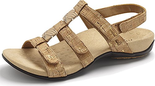 Vionic Amber - Womens Slide Sandal - Orthaheel Gold Cork - 11 Medium