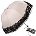 kilofly Anti-UV Folding Arched Parasol Lace Embroidered Travel Umbrella, UPF 40+