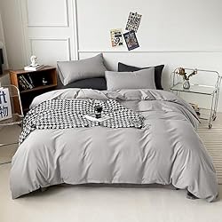 Luxlovery Silver Grey Comforter Set King Solid Grey