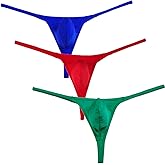 JAXFSTK Pack of Men's Stretch Micro Thong Underwear Contour Pouch T-Back Bikini G-String Spandex Jockstrap