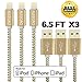 iPhone charger, ALEEGAO 6.5Ft Extra Long Nylon Braided Charging Cable Cord Lightning to USB Cable Charger Compatible with iPhone8 7/7 Plus/6s/6s Plus/6/6Plus/5s/5, iPad/iPod and more (3 Pack Gold)