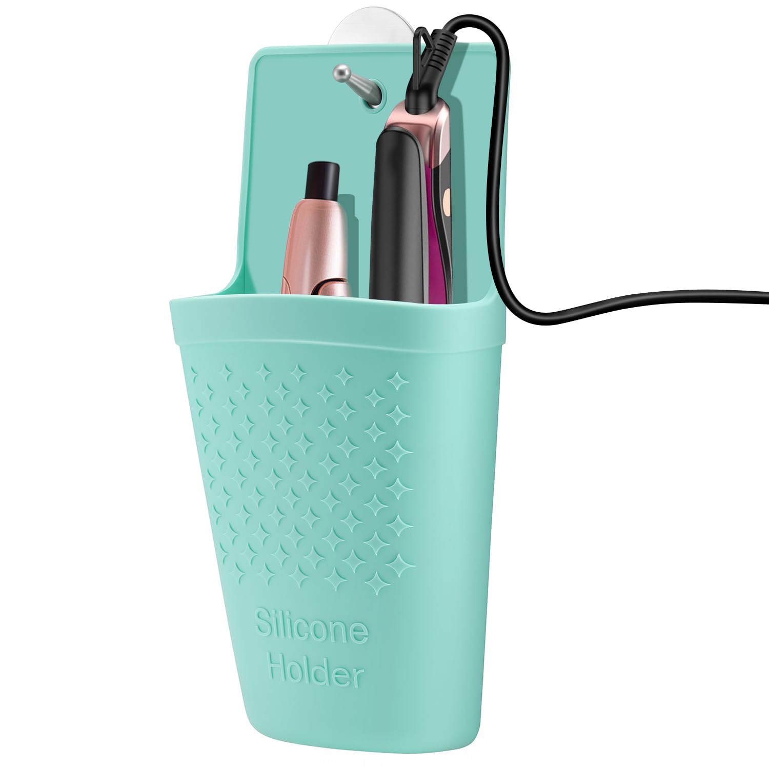 Heat Resistant Silicone Hair Straightener Mat and Pouch Portable Travel Hair Straightener Mat and Holder for Hair Styling Tools, 1 Pack (Mint Green)