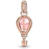 Lkwrideiny Sparkling Pink Hot Air Balloon Dangle Charm 925 Sterling Silver Pendant,Jewelry Beads Gifts for Women Bracelet&Necklace