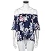 Hemlock Women's Summer Floral Printed Blouse Off Shoulder Tops Shirt (L, Navy)