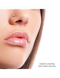 FreshTrends - Anillo de nariz con circonita cúbica   sin níquel de oro amarillo de 14 K   0.059 in, 0.079 in, 0.118 in, calibre 20, oro amarillo, P149C