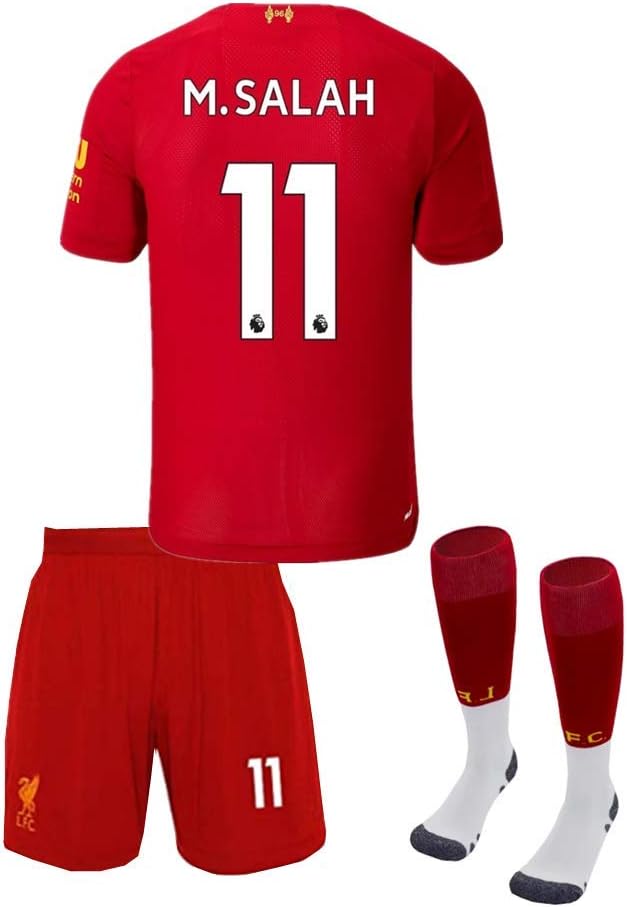Zeoygmeha M.Salah #11 Liverpool Home Soccer Short Sleeves 2019-2020 Kids/Youth Soccer Shorts & Socks Red Size 9-10Years