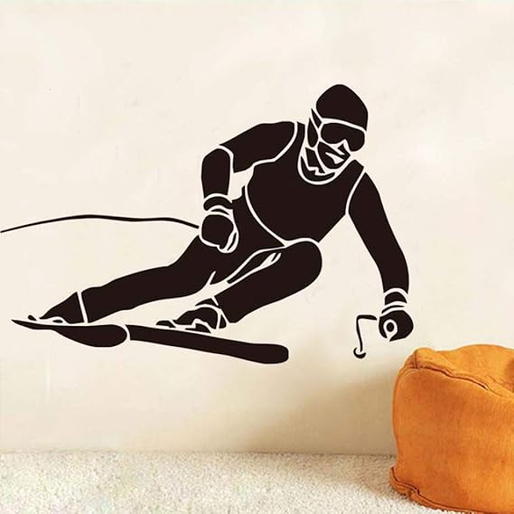 Huaden 5pcsEsquiador Esquí Silueta Pegatinas de Pared Deportes de Hielo