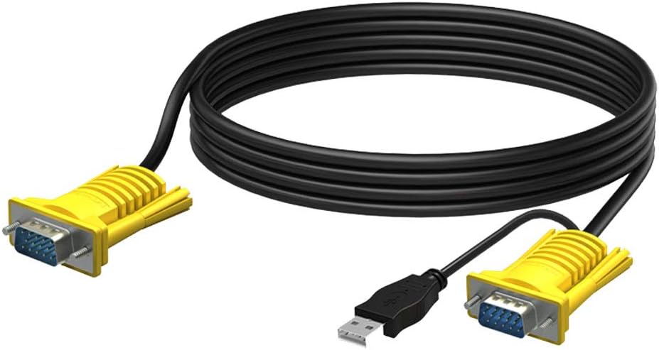 RIJERUSB VGA KVM Cable,16 Feet, 16ft Connect with KVM Switches, USB Keyboard/Mouse Cable and Monitor Cable 5M