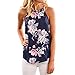 WLLW Women Crew Neck Sleeveless Floral Print Shirt Tops Tee Tanks Camis