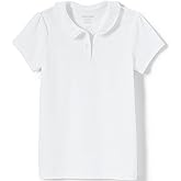 Lands' End Girls Short Sleeve Ruffled Peter Pan Collar Knit Shirt