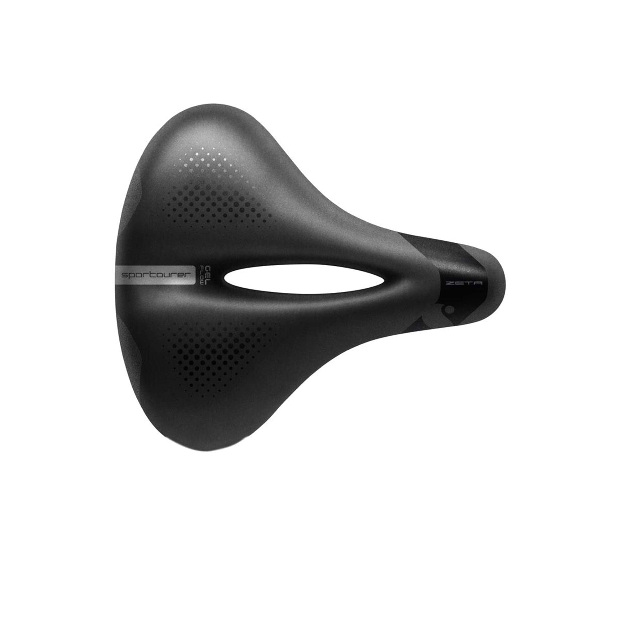 Sportourer Zeta Comfort Gel Flow Fec Alloy Saddle, Soft Touch Hi-Viz, Large