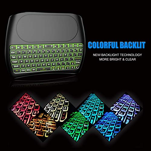(Okela D8 Upgraded Version) Mini Wireless Keyboard with Touchpad Mouse, 2.4Ghz Backlit Handheld Rechargeable TV Keyboard Remote for PC/Google Android TV Box,Raspberry Pi and More