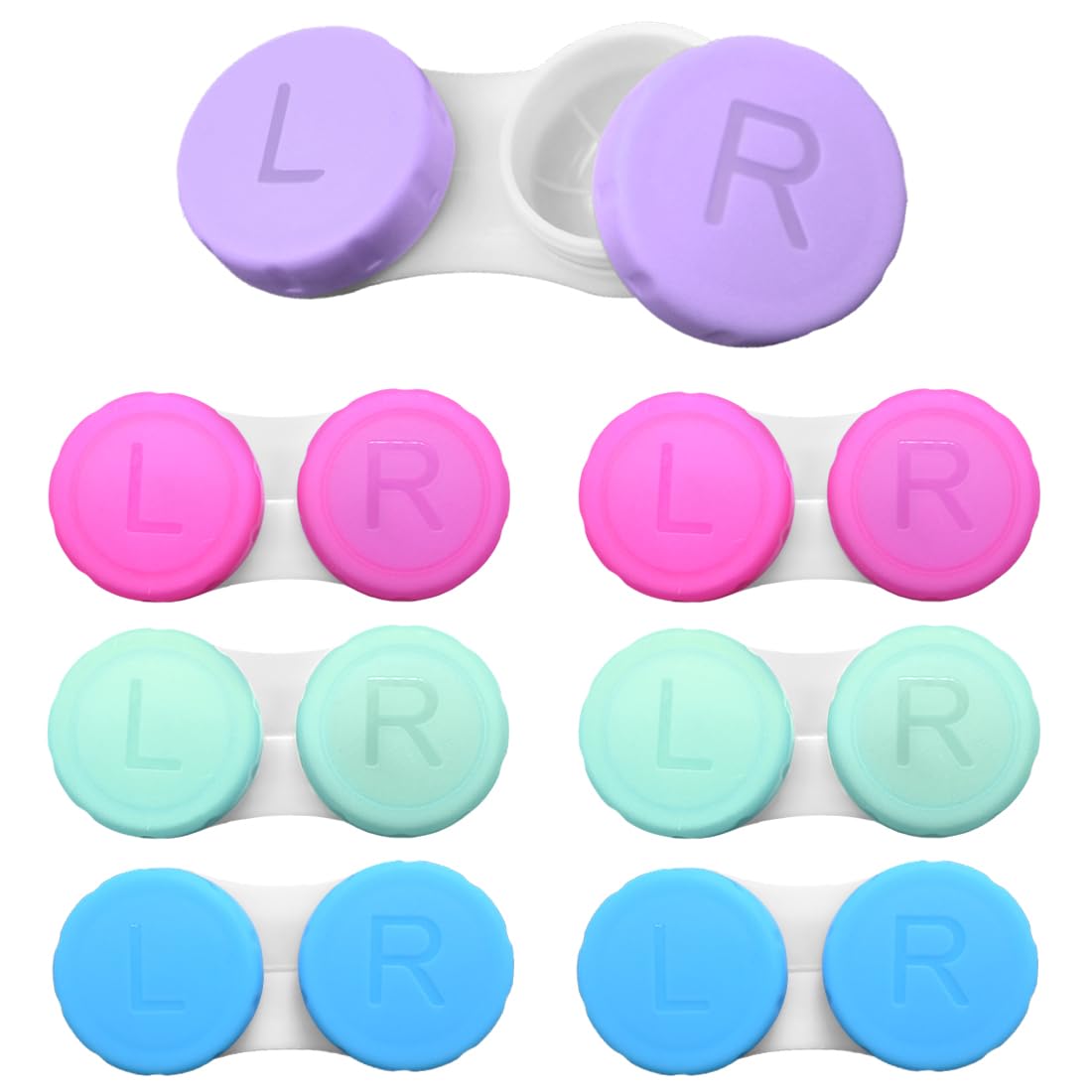 LICQIC Contact Lens Cases with Left/Right Caps, Contact Lenses Holder Box, Portable Leak-Proof Contact Lens Container for Home Travel Outdoor, 4 Colors