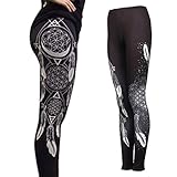 GBSELL Women Dreamcatcher Printed Stretchy Pants Leggings Sport Casual (A, L)