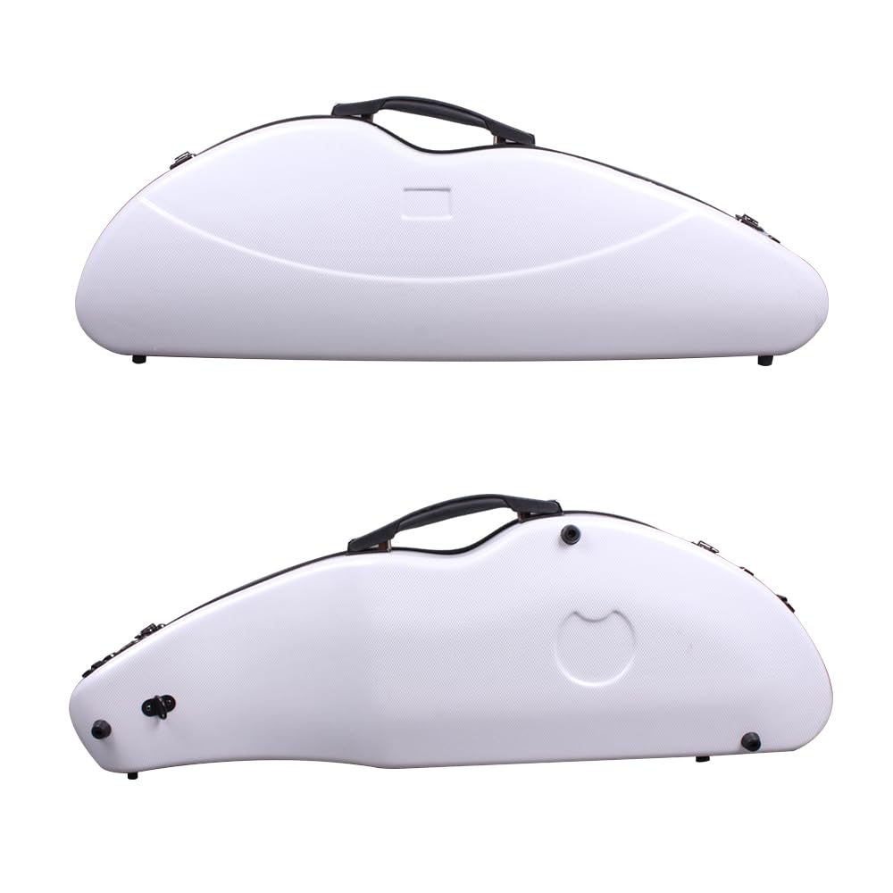 yinfente Violin Case 4/4 Full Size 1.9kg Carbon Fiber Half Round Shape Viloin Bag with Strap Combination Lock and Accessories Bag White