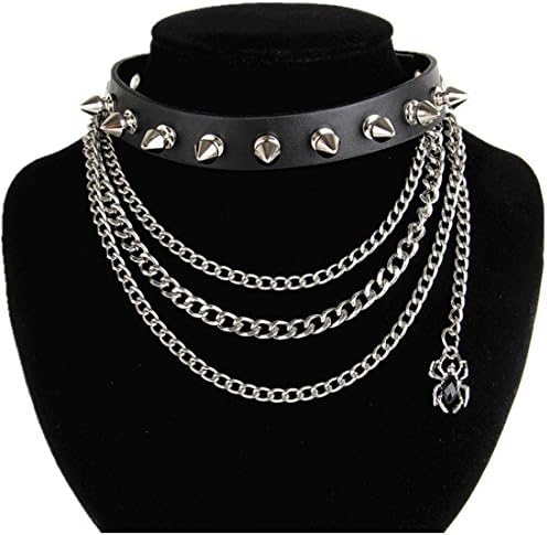 Punkool Fashion American Punk Exaggerated Collar Rock and Roll Multi-layer Leather Necklace Collar Pkxq22
