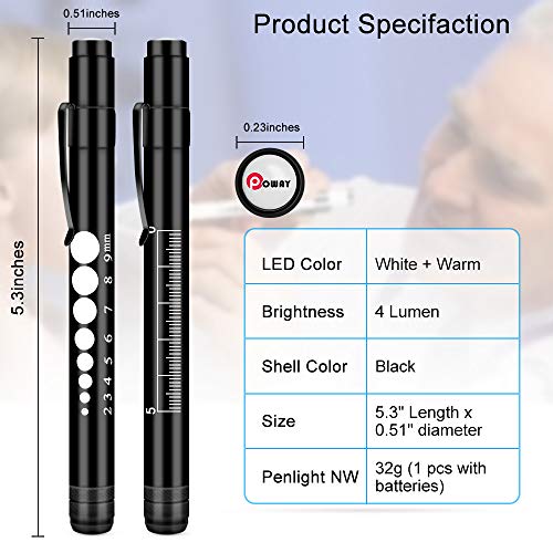 Opoway Pen Light Nurse Pen Light Medical Pen Lights With Pupil Gauge