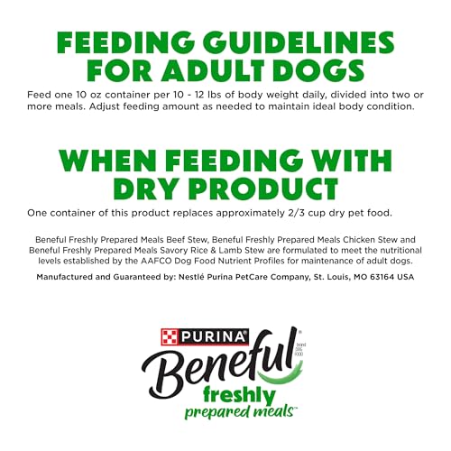 PURINA BENEFUL HIGH-QUALITY PROTEIN GRAVY WET DOG FOOD VARIETY PACK FRESHLY PREPARED MEALS STEW – (PACK OF 6) 10 OZ. TUBS