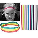 UPmall Sports Headband No Slip Grip Hairband Elastic Pullover Single Band Silicone Lined Sweatband, Perfect for Running, Fitness, Yoga, Hockey, Soccer, Basketball, Gym, Volleyball (Pack of 9 Colors)