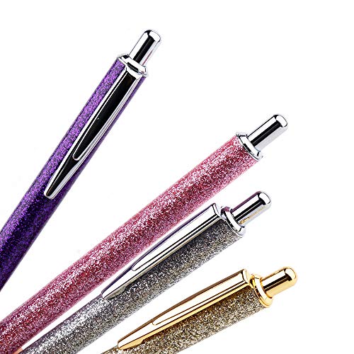 Ballpoint Pens, Retractable Black Ink Pens, (1.00 mm) Medium Point Ball Pen for Office Stationery Pack Of 4 Pens and Refills (Click Pens - 4 Pack)