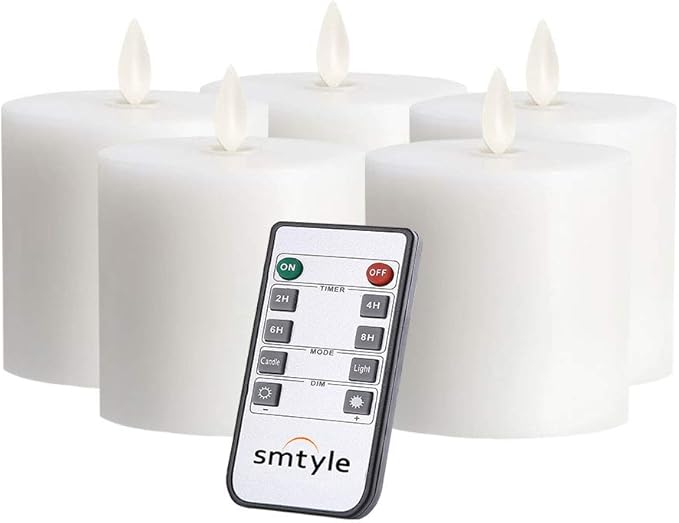 smtyle White Battery Operated Candles with Moving Flame