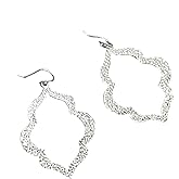 Wavy Open Dangling Charm on Sterling Silver Earrings Large Bohemian Boho