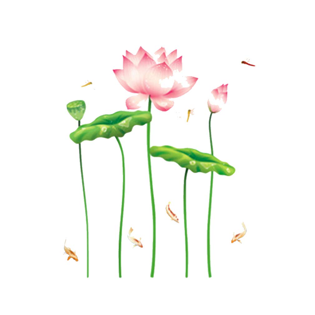 Home Garden Removable Wall Decals Green Plants Water Plants Ferns Lotus Home Decor Diy Home Decor