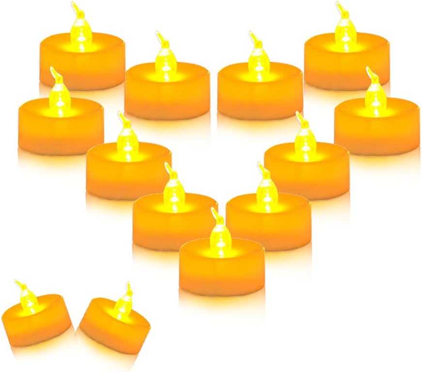 Youngerbaby Tea Light Candle-24pcs Battery Operated Long Lasting Electric Votive Candle Flameless Realistic Bright Faux tealights Dia 1.4 Fake Candle in Warm Yellow