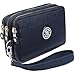 Three Layer Zipper Purse Waterproof Nylon Wallet Handbag Cell Phone Pouch Coin Purse (Deep blue)