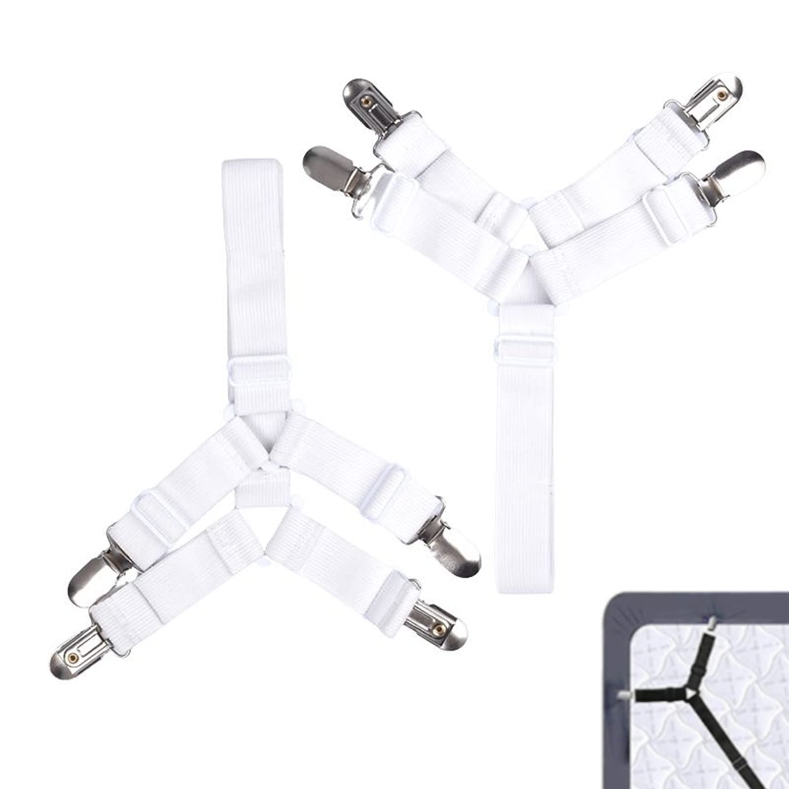 sanvpwsan Sheet Clip with Elastic Sheet Fastener Adjustable Bedding Holder Bad Sheet Clips Long Sheet Holder 2Pcs