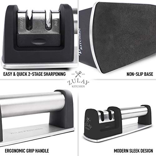 Zulay Premium Quality Knife Sharpener for Straight and Serrated Knives