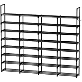 WOWLIVE Extra Large Shoe Rack, 4 Rows 8 Tier 56-64 Pairs Big Tall Metal Shoe Organizer, Stackable, Large Capacity Boot Rack Storage Organizer for Entryway, Closet, Garage, Black