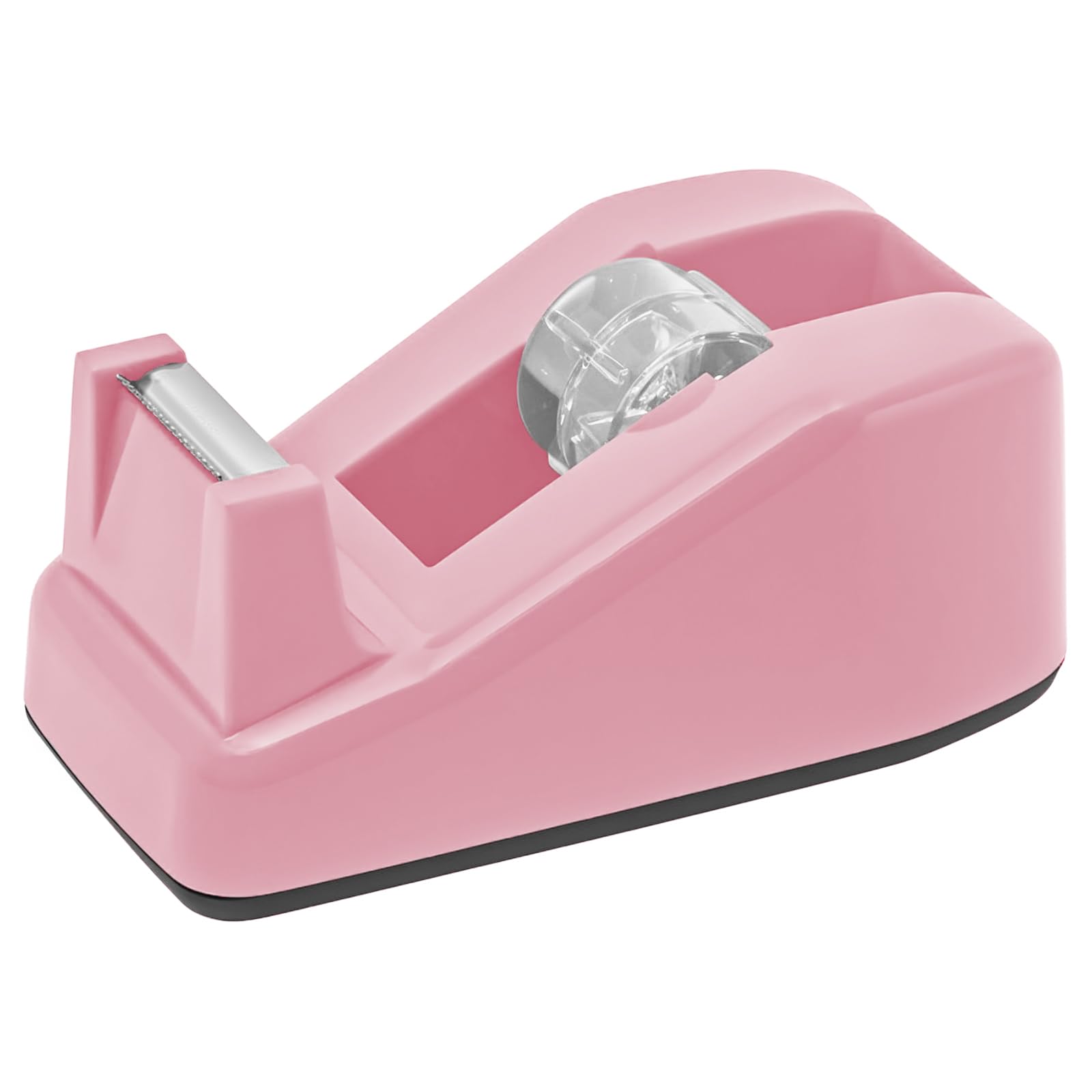 Photo 1 of Desktop Office Tape Dispenser, Adhesive Roll Holder with Weighted Nonskid Non-Slip Base, Cute Plastic Weighted Tape Roll Dispenser for Desk, Office, Home, School, Shop - Pink