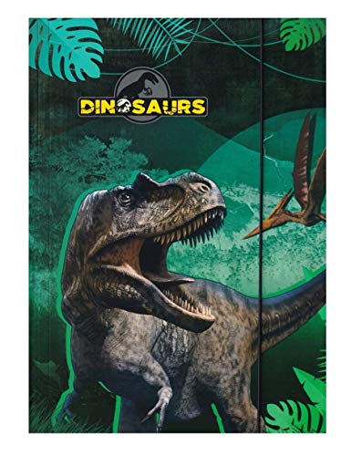 2 x Kinder Ordner Mappe Sammelmappe Heftmappe Zeichenmappe Ablage Gummiband DIN A4 - mit Dinosaurier Dino Dinosaurier… – Bild 3